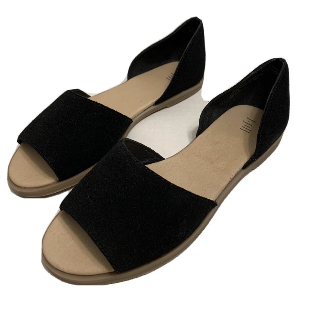 J Jill Womens Size 6.5 D’Orsay Open Toe Flat Black Suede Leather Slip On Classic - Picture 8 of 8